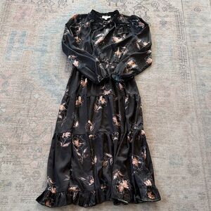 Pinch Black Long-Sleeve Tiered Floral Maxi Dress